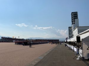 全国消防操法大会開会式にて。午前中は大変良い天気でした。