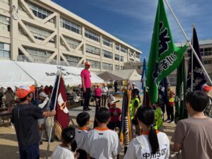 住民運動会の選手宣誓で元気よくしていただきました