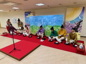 「梅花の宴」を再現した収録前の様子